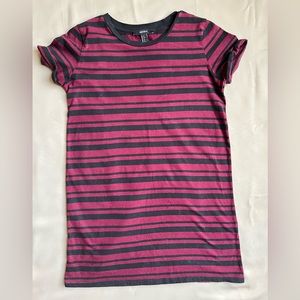 Short T-Shirt dress, maroon/black striped size S